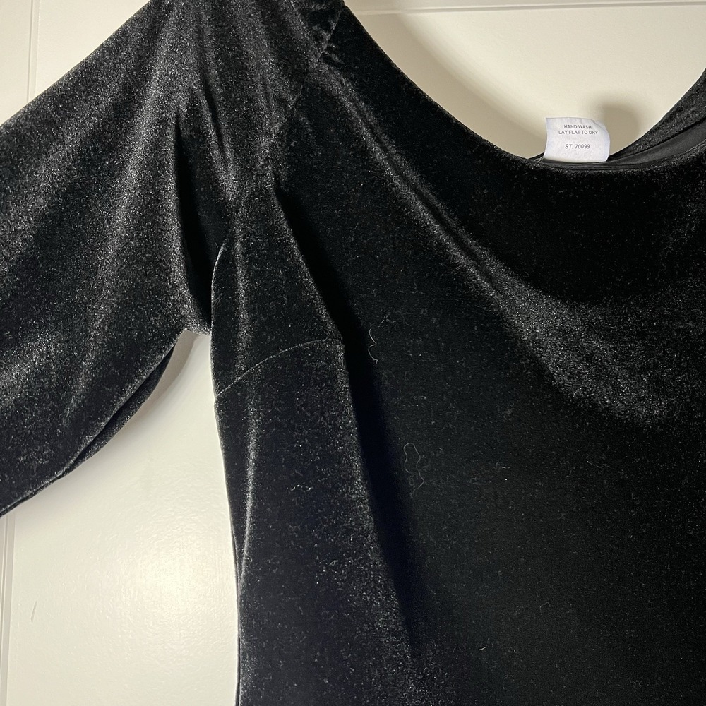 Women's Boston Proper Velvet Black Top Blouse 3/4 Sleeve Stretch Medium‎ - Picture 2 of 7